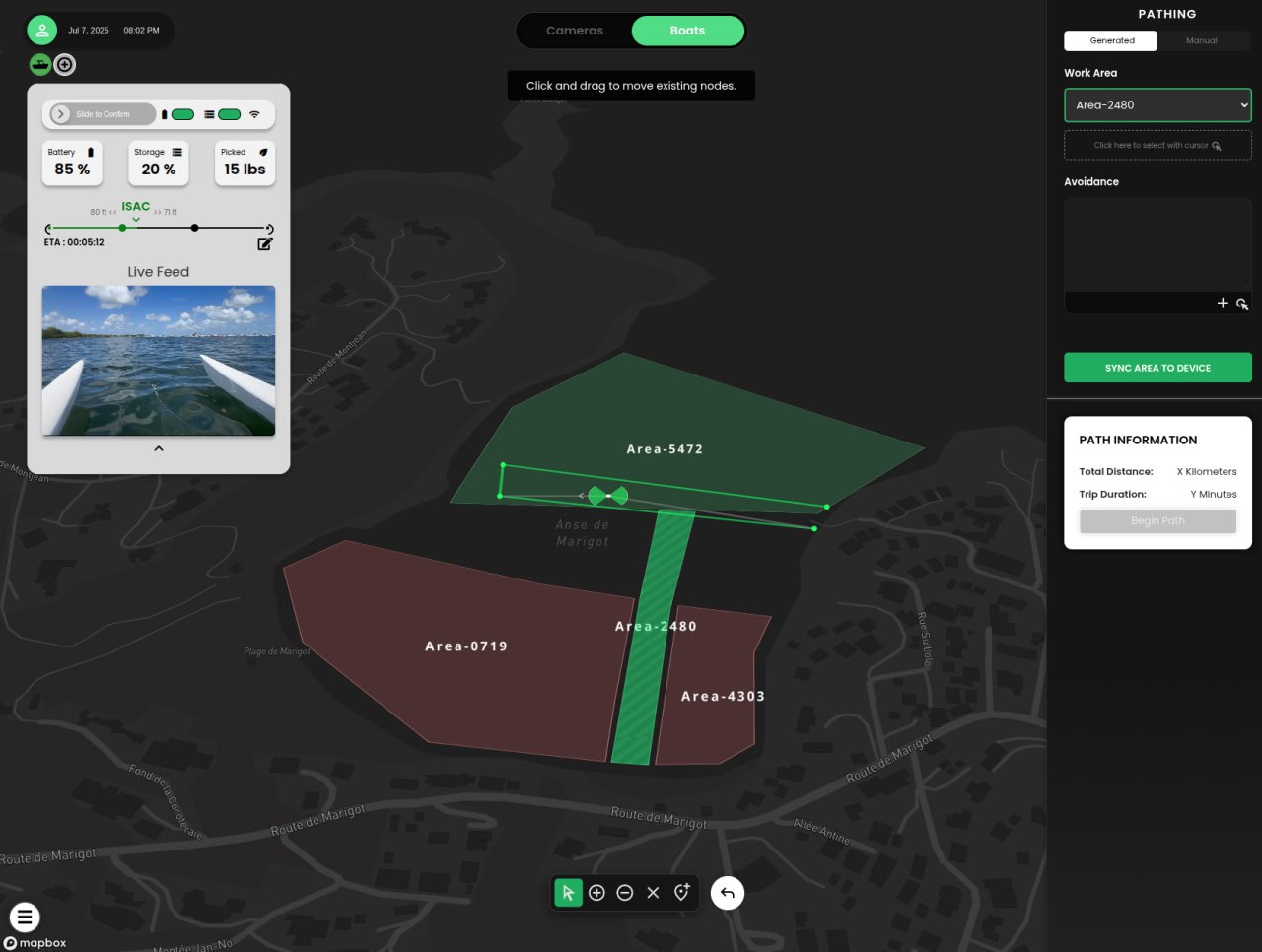 Fleet Hub web platform interface for autonomous vessel management